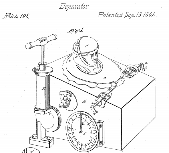 Image of Alfred Jones' &quot;Restorator&quot; from his patent application US Patent No: US44198