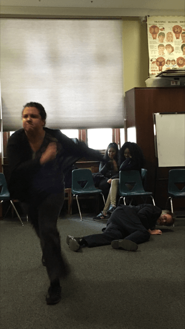 Mütter Museum director Robert Hicks and Curator Anna Dhody stage a mock assault to teach the Karabots Junior Fellows the role of eyewitnesses in forensic investigation