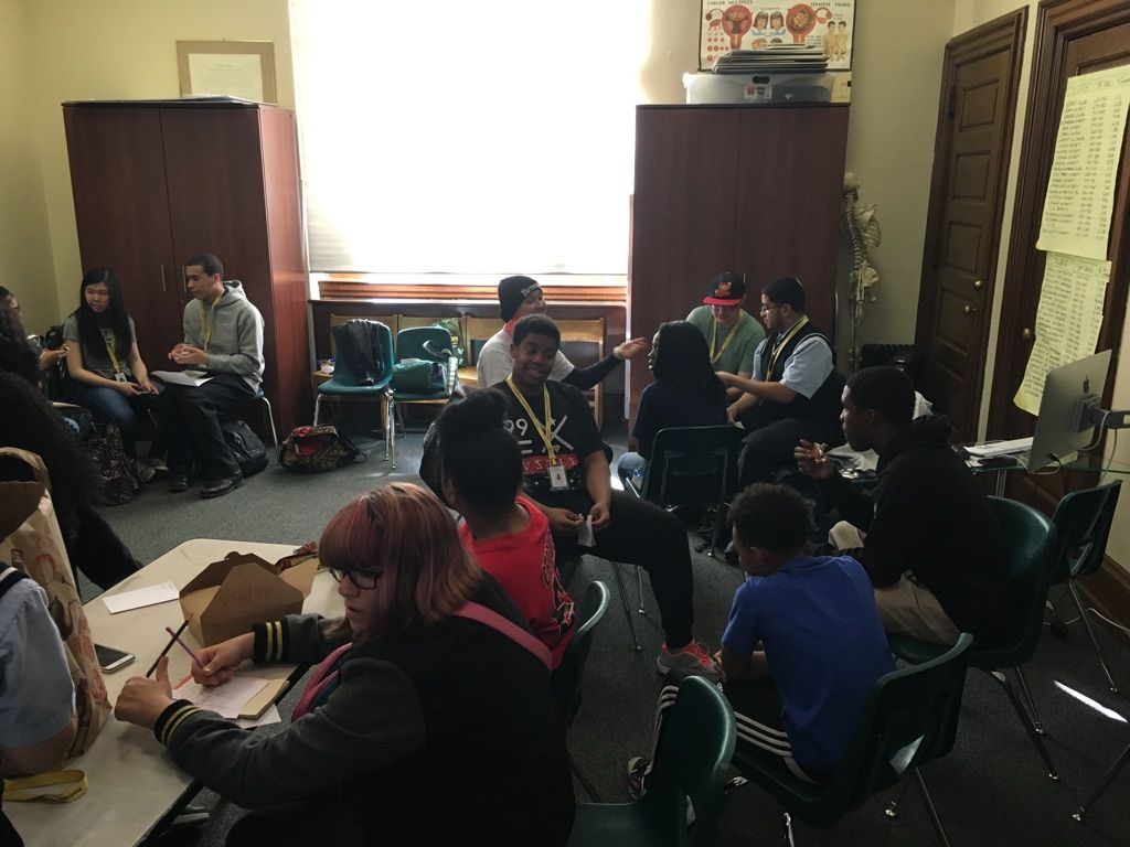 The Karabots Junior Fellows work in teams to develop forensic science-themed tabletop games