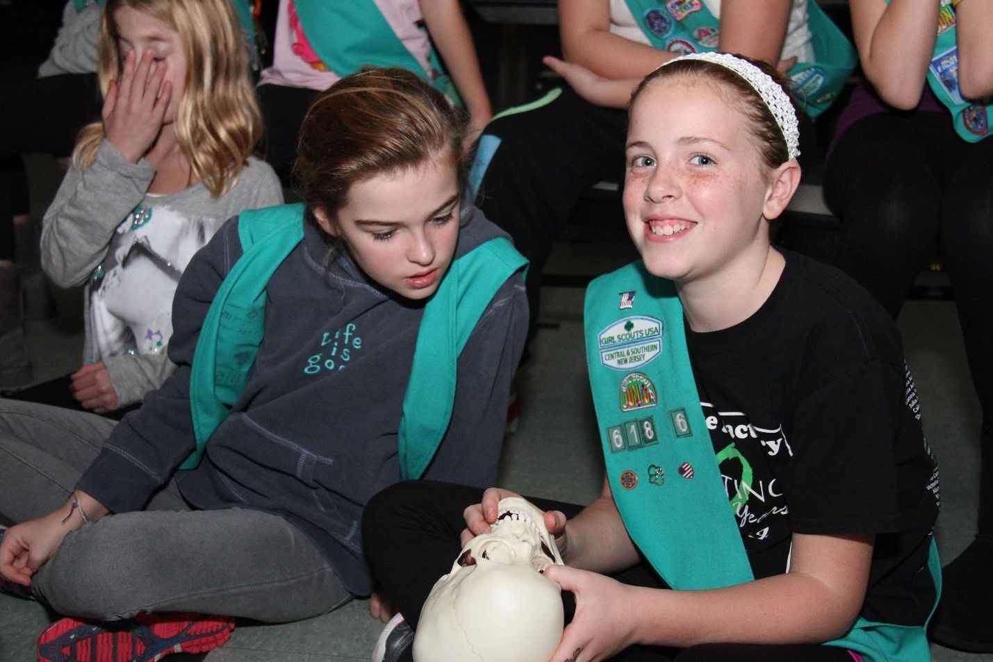 A Troop of Girl Scouts learn about forensic anthropology during our &quot;Bone Detectives&quot; activity