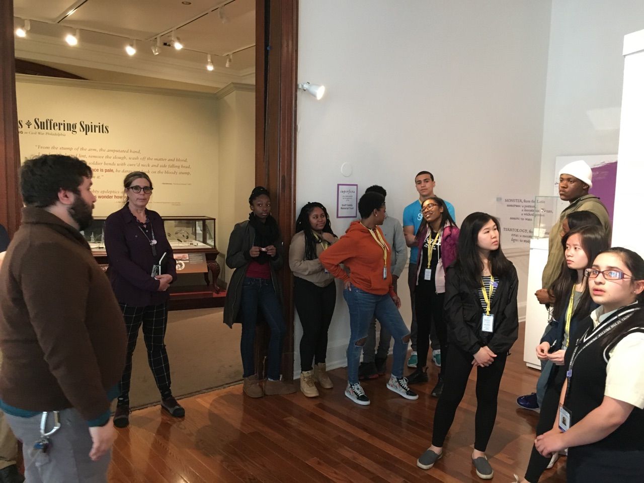 The Karabots Junior Fellows meet with Mütter Museum exhibit developer Michael Keys to discuss the Museum's new exhibit: Imperfecta