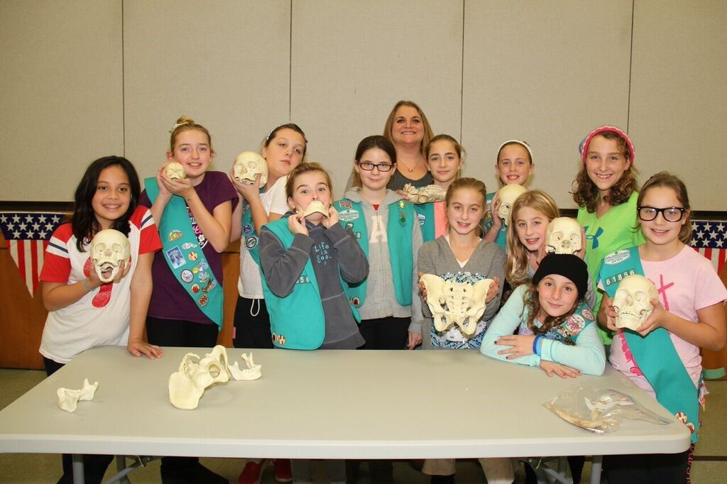 A Troop of Girl Scouts learn about forensic anthropology during our &quot;Bone Detectives&quot; activity