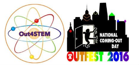 Logos of Out4STEM and OutFest 2016 side by side.