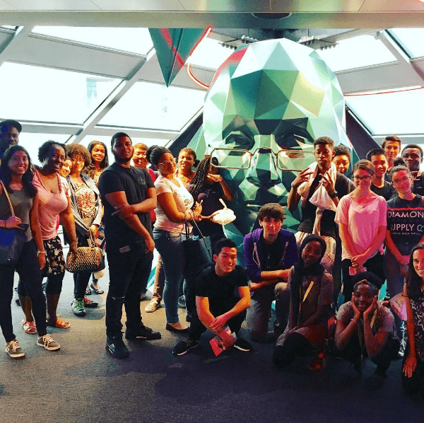 Students in the Teva Pharmaceuticals Internship Program pose in the Liberty Place Observation Deck
