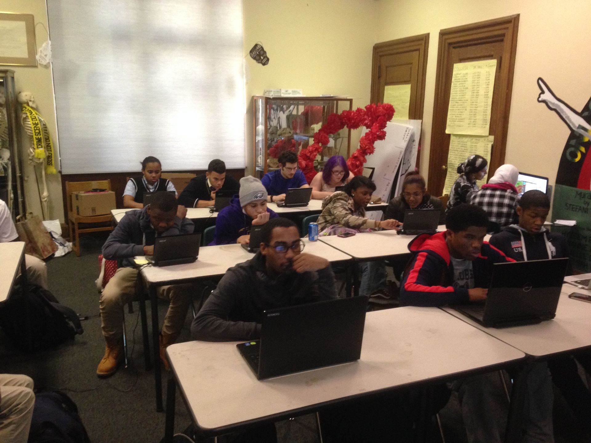 Philadelphia teens learning to program during the Hour of Code