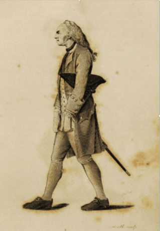 Caricature of a miserly man, from Johann Kasper Lavater's Essays in Physiognomy